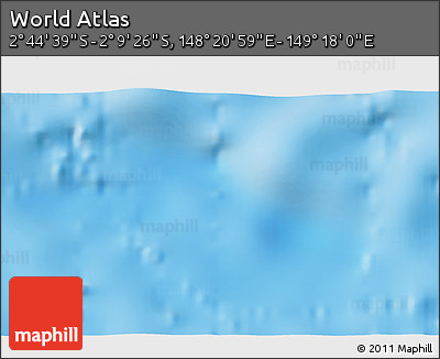 Shaded Relief 3D Map of the Area around 2° 27' 3" S, 148° 49' 29" E