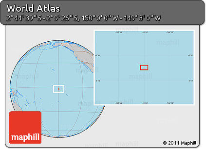 Gray Location Map of the Area around 2° 27' 3" S, 149° 31' 30" W