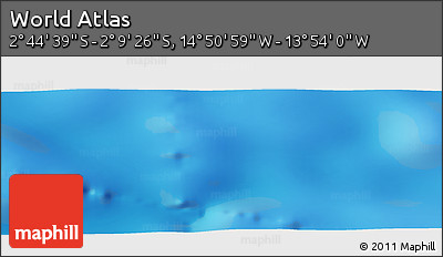 Physical Panoramic Map of the Area around 2° 27' 3" S, 14° 22' 30" W