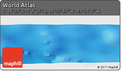 Physical Panoramic Map of the Area around 2° 27' 3" S, 14° 22' 30" W