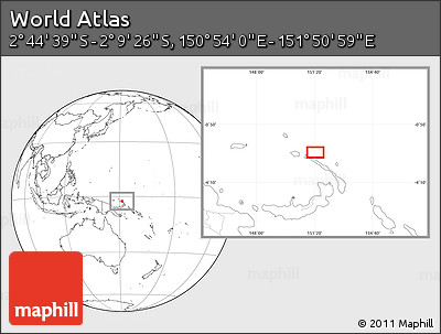 Blank Location Map of the Area around 2° 27' 3" S, 151° 22' 30" E