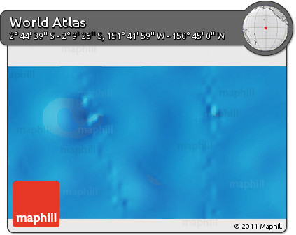 Shaded Relief 3D Map of the Area around 2° 27' 3" S, 151° 13' 29" W