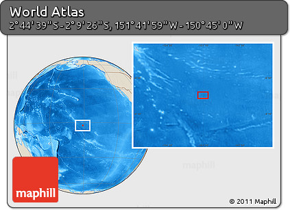 Shaded Relief Location Map of the Area around 2° 27' 3" S, 151° 13' 29" W