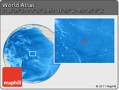 Shaded Relief Location Map of the Area around 2° 27' 3" S, 151° 13' 29" W