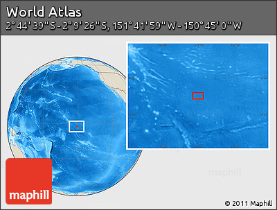 Shaded Relief Location Map of the Area around 2° 27' 3" S, 151° 13' 29" W