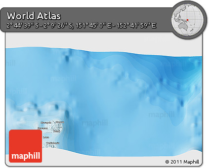 Political 3D Map of the Area around 2° 27' 3" S, 152° 13' 29" E