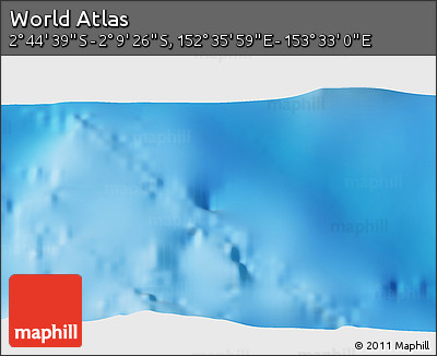 Physical 3D Map of the Area around 2° 27' 3" S, 153° 4' 29" E