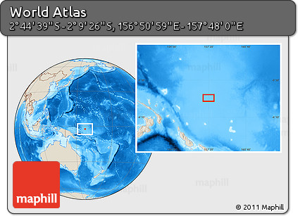 Shaded Relief Location Map of the Area around 2° 27' 3" S, 157° 19' 29" E