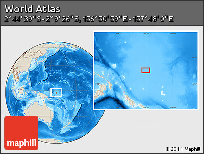 Shaded Relief Location Map of the Area around 2° 27' 3" S, 157° 19' 29" E