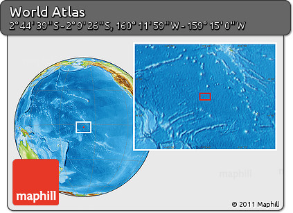 Physical Location Map of the Area around 2° 27' 3" S, 159° 43' 29" W