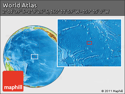 Physical Location Map of the Area around 2° 27' 3" S, 159° 43' 29" W