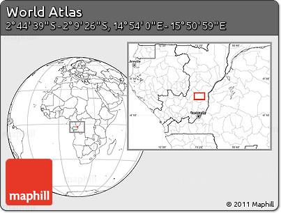 Blank Location Map of the Area around 2° 27' 3" S, 15° 22' 30" E