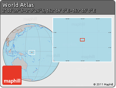 Gray Location Map of the Area around 2° 27' 3" S, 163° 16' 30" E