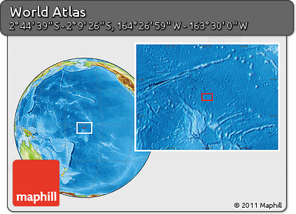 Physical Location Map of the Area around 2° 27' 3" S, 163° 58' 29" W