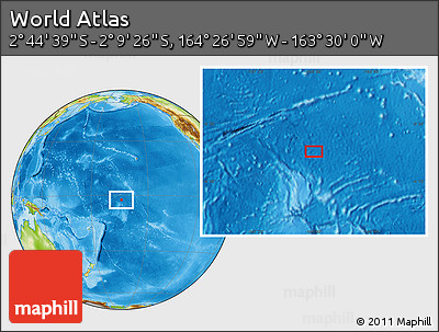 Physical Location Map of the Area around 2° 27' 3" S, 163° 58' 29" W