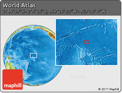 Physical Location Map of the Area around 2° 27' 3" S, 163° 58' 29" W