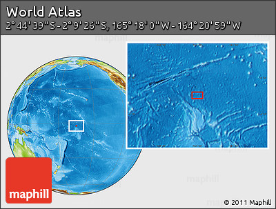 Physical Location Map of the Area around 2° 27' 3" S, 164° 49' 29" W