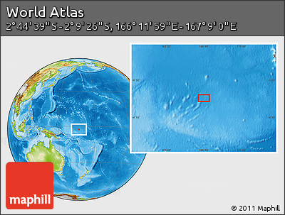 Physical Location Map of the Area around 2° 27' 3" S, 166° 40' 30" E