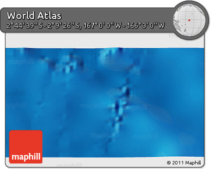 Shaded Relief 3D Map of the Area around 2° 27' 3" S, 166° 31' 30" W