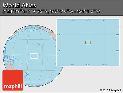 Gray Location Map of the Area around 2° 27' 3" S, 166° 31' 30" W