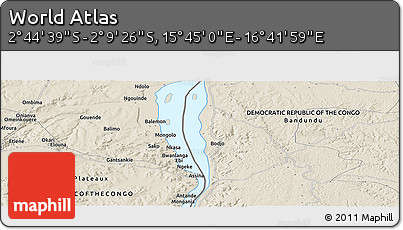 Shaded Relief Panoramic Map of the Area around 2° 27' 3" S, 16° 13' 30" E