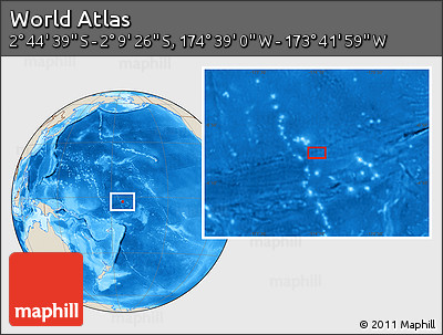 Shaded Relief Location Map of the Area around 2° 27' 3" S, 174° 10' 30" W