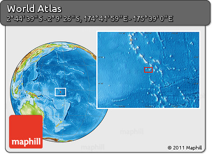 Physical Location Map of the Area around 2° 27' 3" S, 175° 10' 30" E
