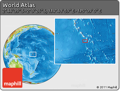 Physical Location Map of the Area around 2° 27' 3" S, 175° 10' 30" E