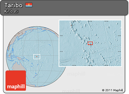 Gray Location Map of Taribo, hill shading