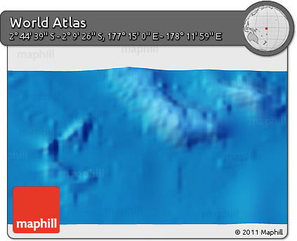 Shaded Relief 3D Map of the Area around 2° 27' 3" S, 177° 43' 29" E