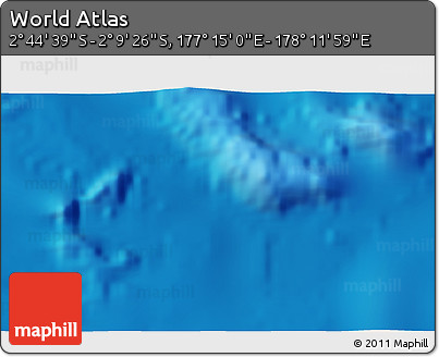 Shaded Relief 3D Map of the Area around 2° 27' 3" S, 177° 43' 29" E