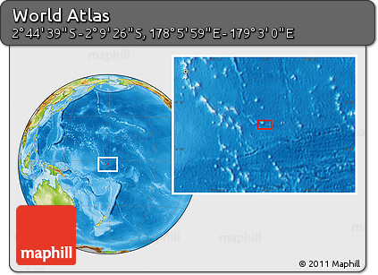 Physical Location Map of the Area around 2° 27' 3" S, 178° 34' 29" E