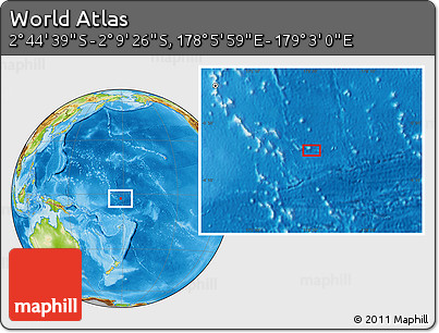 Physical Location Map of the Area around 2° 27' 3" S, 178° 34' 29" E
