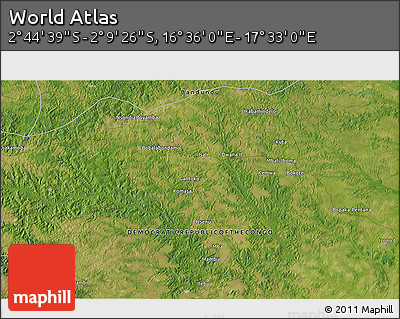 Satellite 3D Map of the Area around 2° 27' 3" S, 17° 4' 30" E