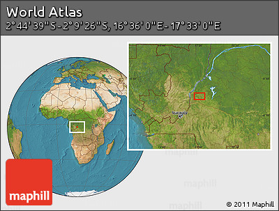 Satellite Location Map of the Area around 2° 27' 3" S, 17° 4' 30" E