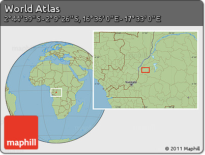 Savanna Style Location Map of the Area around 2° 27' 3" S, 17° 4' 30" E