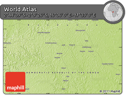 Physical Map of the Area around 2° 27' 3" S, 17° 4' 30" E