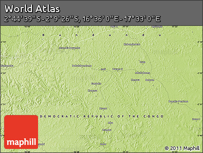 Physical Map of the Area around 2° 27' 3" S, 17° 4' 30" E