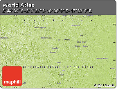 Physical Map of the Area around 2° 27' 3" S, 17° 4' 30" E