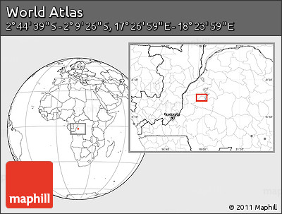 Blank Location Map of the Area around 2° 27' 3" S, 17° 55' 29" E