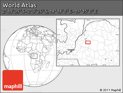 Blank Location Map of the Area around 2° 27' 3" S, 18° 46' 29" E