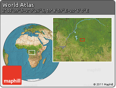 Satellite Location Map of the Area around 2° 27' 3" S, 19° 37' 30" E