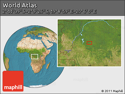 Satellite Location Map of the Area around 2° 27' 3" S, 19° 37' 30" E