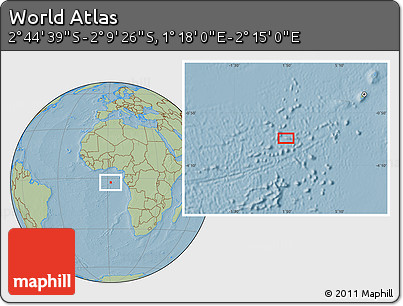 Savanna Style Location Map of the Area around 2° 27' 3" S, 1° 46' 29" E, hill shading