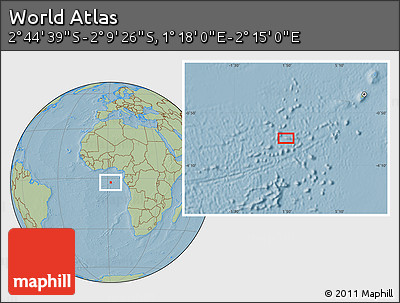 Savanna Style Location Map of the Area around 2° 27' 3" S, 1° 46' 29" E, hill shading