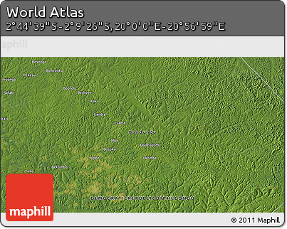 Satellite 3D Map of the Area around 2° 27' 3" S, 20° 28' 30" E