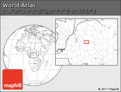 Blank Location Map of the Area around 2° 27' 3" S, 20° 28' 30" E