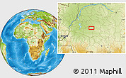 Physical Location Map of the area around 2° 27' 3" S, 20° 28' 30" E
