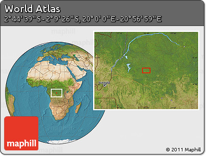 Satellite Location Map of the Area around 2° 27' 3" S, 20° 28' 30" E