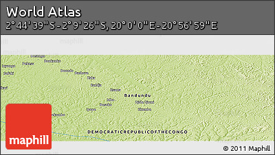 Physical Panoramic Map of the Area around 2° 27' 3" S, 20° 28' 30" E